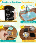 Outdoor Mud Kitchen For Kids With Canopy Wooden Pretend Play Kitchen Chalkboard Four Stoves Removable Sink Pots And Accessories