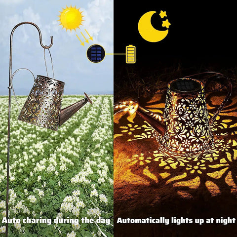 Waterproof Solar Watering Can Lights Outdoor Hanging Garden Decor For Yard Patio Lawn With Copper Rose Pattern 90 LED Fairy String On 37.4 Inch Hook Perfect Gift For Mom Grandma Women Birthday Christmas