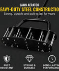 Manual Lawn Aerator With 17 Spikes, Heavy Duty Steel Construction, T Handle, Double Layer Spring, for Thick Grassy Lawns