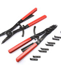 Heavy Duty Workhorse 16 Inch Snap Ring Pliers Set, 2 Piece, Internal And External Pliers With Straight, 45 Degree And 90 Degree Tips