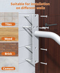 Installation guide for Slick 16 Inch Matte White Stair Handrail on tiles, wood, brick, and cement surfaces.