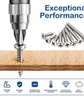 600-Piece Stainless Steel Wood Screws Set With 18 Sizes From 4 To 12, 3/8 Inch To 1-1/2 Inch, Phillips Pan And Flat Heads, Self-Tapping Coarse Threads, Assorted Wood Screws For DIY, Home Improvement, Cabinetry, And General Projects. 304 stainless wood screws in assorted sizes