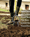 Manual Garden Tiller And Cultivator With Heavy Duty Garden Claw For Soil Loosening in raised beds with anti-slip foot plate