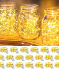 Waterproof Warm White LED Fairy Lights 7Ft Battery Operated String Of 20 LEDs With 3 Modes placed in mason jars