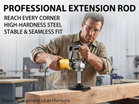 Man using Heavy Duty 6 Inch Angle Grinder Extension Rod Kicking Into Deep Spots With No Sweat Polish Car Rims And Grind Metal Pipes.