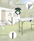 Portable Outdoor Fish Cleaning Table with sink, sprayer, steel frame, 360° faucet, drain hose, by camper outdoors, showing features.