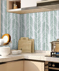Kitchen backsplash with Green Stripe Peel And Stick Wallpaper Self Adhesive Removable Contact Paper For Shelves Drawers And Cabinets DIY Friendly.