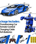 2 In 1 Transform RC Car Robot With Lights, 1:18 Scale, Rechargeable 2.4GHz Remote, 360 Degree Rotation, Kid Gift Set Components