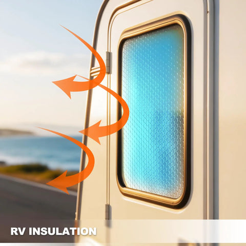 Bubble Reflective Window Insulation Roll For Winter Heat Retention With Double Sided Aluminum Foil And Bubble Layer 59 Inches By 99 Inches An Easy Cut Thermal Shield For RV Windows on RV window blocking sunlight