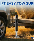 8000 Lbs Square Trailer Jack With 15 Inch Lift And 12 Inch Adjustable Drop Leg installed on a trailer, lifting trailer