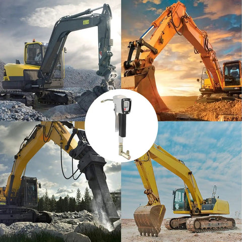 Portable Pneumatic Grease Gun Kit with 400 Bar High Pressure Automatic Lever Metering Aluminum Alloy Body over excavators.