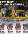 4 Inch Heavy Duty Caster Wheels Set Of 4 With Brakes 1600 Lb Load Capacity Polyurethane On Cast Iron in industrial setting