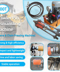 Beefy 100 Ton Hydraulic Pin Press For Excavators With All In One Sleeve And Chain Integrated System, 220V 1500W Electric Pump Dismantling Tool For Track Pin Repair And Machinery Maintenance. 100T crawler pin dismantling machine with pump, hoses, and press frame
