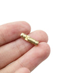 Invisible Brass Barrel Hinges 20 Pcs Hidden Concealed Cylinder Hinge held between fingers for Jewelry Boxes and Small Woodworking Projects