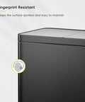 Top view of Dual Compartment Trash And Recycling Bin In Black Stainless Steel, 60L Capacity, fingerprint-resistant surface shown