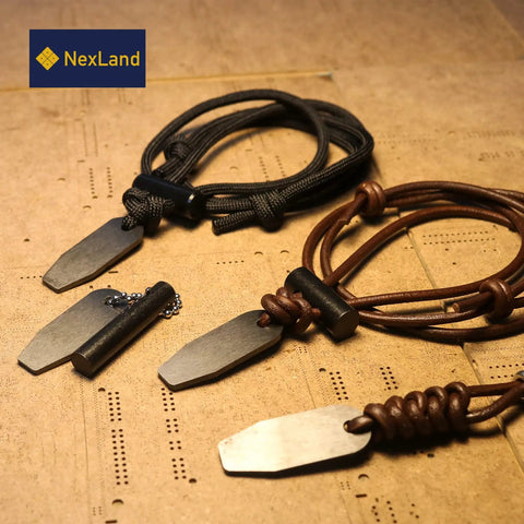 Ceramic Striker Fire Starter Necklace With Ferro Rod Toggle And Paracord All In One Bushcraft Emergency Fire Starter Kit on display