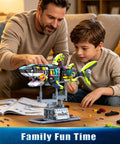 Glow In The Dark Mechanical Shark Building Set With 747 Pieces Realistic Ocean Creature Model Kit Featuring Rotating Jaws And Fins Linkage Function And Display Stand STEM Toy Gift For Kids Teens And Adults, father and son building it