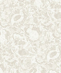 Cream Terrene Peel And Stick Wallpaper with rabbits and birds, DIY Friendly Removable Self Adhesive Repositionable No Residue Easy To Install Neutral Cream Pattern
