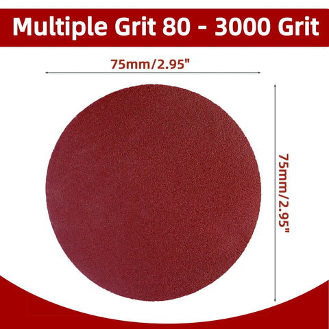 Three Inch Sanding Discs Kit 100 Pieces 80 To 3000 Grit Hook And Loop Quick Change Pads for Orbital Sander Polishing