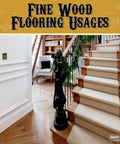Staircase with fine wood flooring, showcasing Dark Wood Oil Finish And Stabilizer That Deepens With Age, Food Safe And Solvent Free.