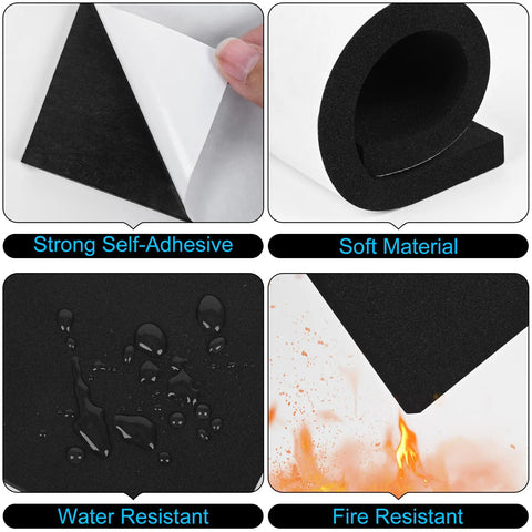 8 Pack 4 Inch By 4 Inch 1/8 Inch Thick Self Stick Neoprene Foam Padding Sheets For Anti Vibration And Anti Slip, Perfect Cushions For Furniture, Cars, Speakers, And DIY Projects