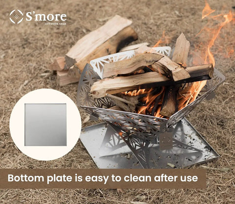 Portable Camping Fire Pit With Grill For Cooking, Outdoor Stove With Storage Bag, Backyard Patio Heater, Bonfire Pit