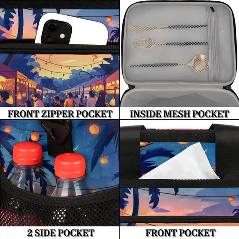 Insulated Picnic Backpack Lunch Bag For All Day Outings front zipper and side pockets