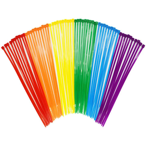 Nylon Zip Ties Multipack 300 Pcs 8 Inch 40Lb Tensile Assorted Colors For Indoor Outdoor DIY Projects Cable Management