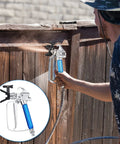 Heavy Duty Airless Paint Sprayer Gun Setup With Sturdy Nozzle Guard And Two Reversible Tips In 517 And 315 Sizes Plus Four Filter Screens For Smooth Painting Projects Done Right, spraying fence.