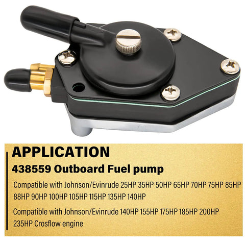 Drop In Ready Outboard Fuel Pump For 25HP Through 140HP Crosflow Engines Replaces 438559