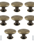 8 Piece Antique Bronze Kitchen Cabinet Knobs Set, 30mm Vintage Round Drawer Pulls For Dresser Cupboard And Bathroom Cabinets