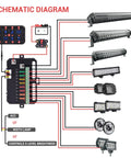 Schematic diagram showing 8 Gang Switch Panel With Blue LED Touch Control For Trucks ATVs UTVs Boats And Campers Universal Momentary