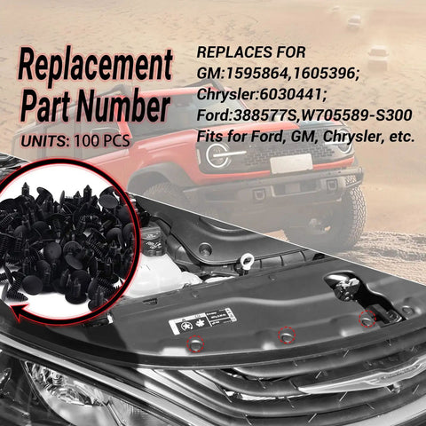 7mm Universal Car Fender And Bumper Shield Fastener Clips 100 Pcs Push In Trim Panel Clips For GM Chrysler Ford Vehicles