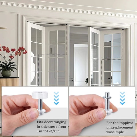 Spring Loaded Bi-Fold Door Top Roller Guide Wheel And Pivot Kit 4 Pack Hardware Repair Kit with steel components installed