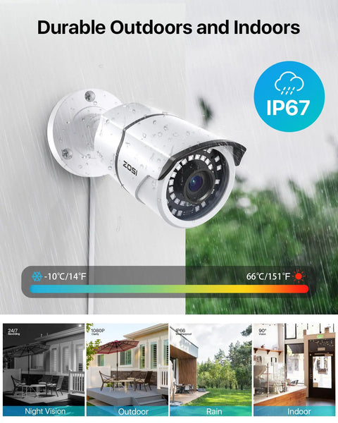 2MP 1080p Outdoor And Indoor Security Camera With Hybrid 4-In-1 CVI TVI AHD And Analog CVBS, Weatherproof metal housing