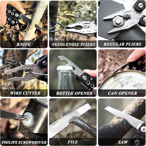 Military Grade Multitool Gift Set For Men, Grab And Go Survival Kit For Car Emergencies, Pocket EDC Tools with various functions.
