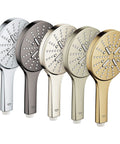 Five Rainshower Hand Shower With SmartActive Tech in polished finishes, showcasing 3 spray modes, 1.75 GPM.