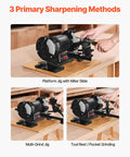 Shop Ready Multi Grind Sharpening Jig for 6 Inch and 8 Inch Bench Grinders with Platform Jig and Miter Slide setup