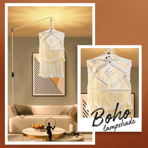 Handmade Macrame Pendant Light With Plug In Cord, 15Ft Hanging Lamp, hemp rope, boho decor in living room setting