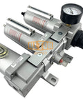 Beefy Half Inch NPT Heavy Duty Industrial Grade Filter Regulator Coalescing Desiccant Dryer System with gauge and metal bowls