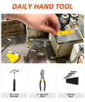 Hand using tool from 40 Piece Home Tool Set With Plastic Toolbox Storage Case And Chrome Vanadium Hand Tools Including Hammer Pliers Tape Measure Screwdrivers And Bits For Quick DIY Projects And Everyday Home Repairs on machinery