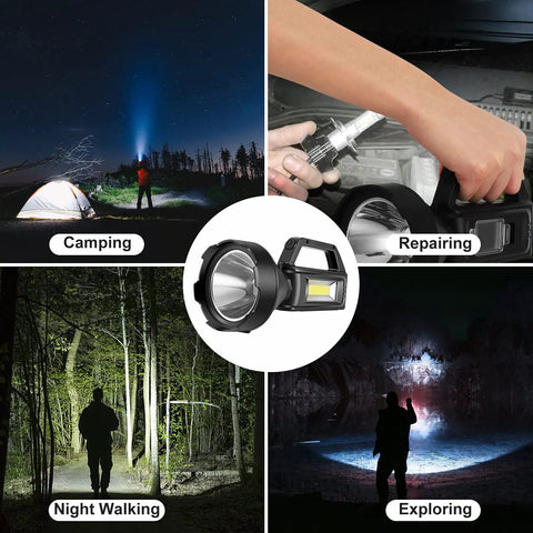 Beast Mode Brightness Rechargeable Spotlight Flashlight With USB Output High Lumen Handheld for Camping and Outdoors