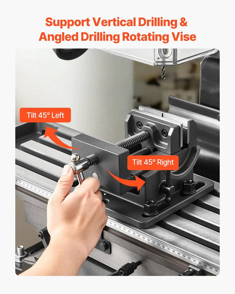 Smooth Running Benchtop Mill Drill Press With Kickass 2 HP Motor And 15.875 Inch Swing Range 150 To 2560 RPM Adjustable Speed with rotating vise close-up
