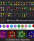 All-In-One Christmas Halloween Projector Lights With 2 Heads 16 Slides Pro 96 Patterns 3D Ocean Wave Ripple Projections