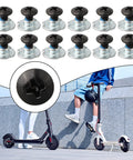 Replacement Screws For Roller Skates 50 Pack Black Buckle Screws For Quad And Inline Skate Hardware Repair And Maintenance 8mm Metal Fixing Screws For Durable Secure Fastening And Quick Easy Fixes shown with close-up detail