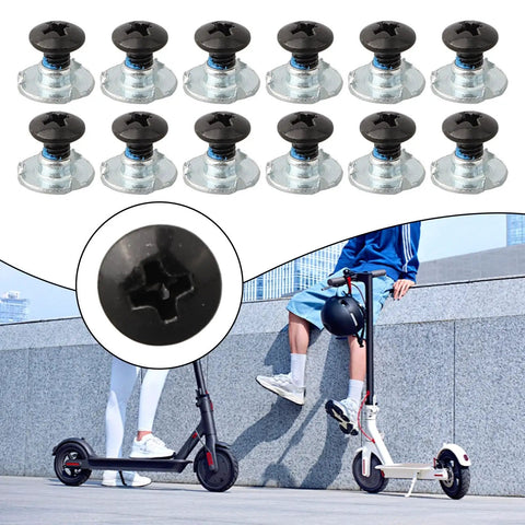 Replacement Screws For Roller Skates 50 Pack Black Buckle Screws For Quad And Inline Skate Hardware Repair And Maintenance 8mm Metal Fixing Screws For Durable Secure Fastening And Quick Easy Fixes shown with close-up detail