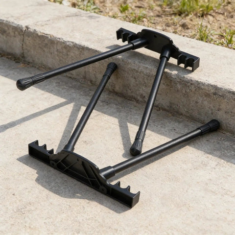 Hella Solid Folding Replacement Table Legs With Adjustable Height Support Stand For Outdoor Camping And Backyard Hangouts on concrete ground.