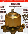 Flow Matic Tub And Shower Cartridge 02061 For Price Pfister Valves Replacement, brass construction, with gasket and screws