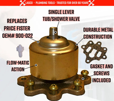 Flow Matic Tub And Shower Cartridge 02061 For Price Pfister Valves Replacement, brass construction, with gasket and screws
