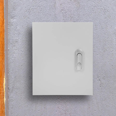 Front view of Outdoor Waterproof Electrical Junction Box Rugged Metal Enclosure for RV and Low Voltage Panels 25x30x14cm